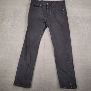 Levis 502 Tapered Dark Wash Red Tab Mens 32x28 Black Denim‎ Jeans Stretch Pants